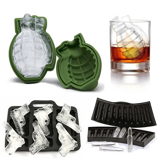 Home Gun Bullet Skull Ice Cube Maker DIY Bullet Ice Cube Tray Chocolate Mold Bar Accessories Whiskey Wine Ice Cream Tool New